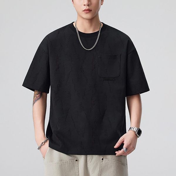 激鏤重磅圓領潮流短袖 - 2配色 幕峰MuFeng,圓領短袖,T恤男,潮流上衣,男士短袖,特色工藝T恤,休閒穿搭,百搭短袖,夏季男裝,時尚上衣