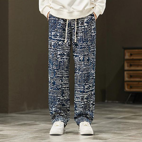 青花復古休閒長褲 - 1配色（限時特賣 - 5折） 幕峰MuFeng,男裝特賣,5折優惠,快閃活動,限時出清,網路購物,男裝品牌,超值優惠,時尚穿搭,2025特賣