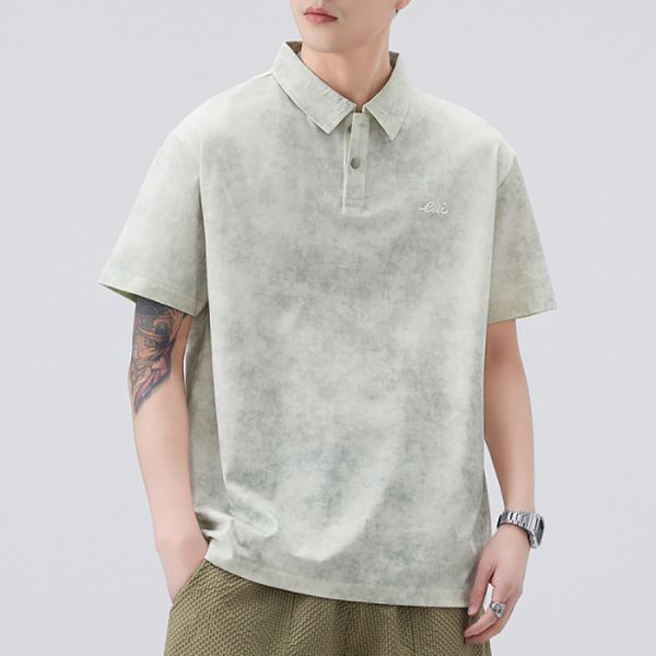 蠟染刺繡POLO質感短袖 - 3配色 幕峰MuFeng,POLO,短袖,上衣,男裝,夏季,簡約,網路購物,日系男裝,2025