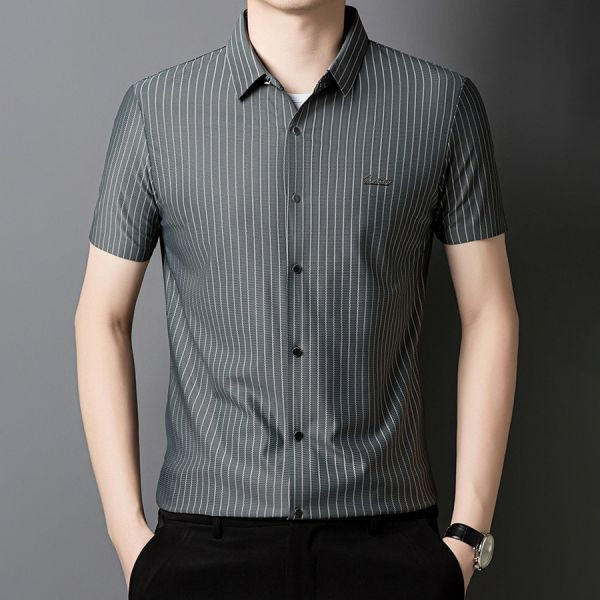 冰裁彈力無痕襯衫短袖 - 4配色（限時特賣 - 5折） 幕峰MuFeng,男裝特賣,5折優惠,快閃活動,限時出清,網路購物,男裝品牌,超值優惠,時尚穿搭,2025特賣