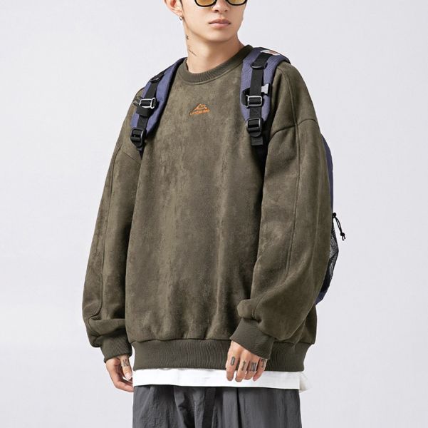 麂暖重磅潮流刺繡長袖 - 2配色 幕峰MuFeng,潮牌,麂皮絨,長袖,男裝,2025,穿搭,日系,網路購物,刺繡