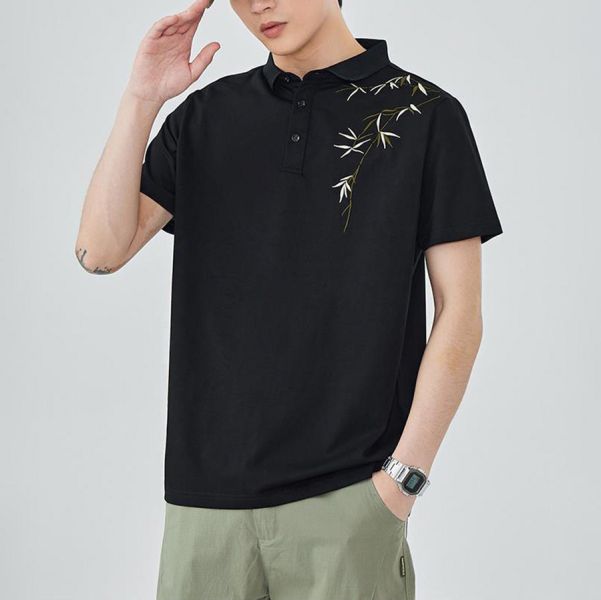 青綠刺繡POLO休閒短袖 - 2配色 幕峰,Mufeng,牛仔,流行,上衣,褲子,外套,穿搭,印花,服飾