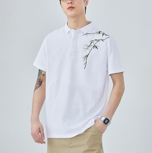 青綠刺繡POLO休閒短袖 - 2配色 幕峰,Mufeng,牛仔,流行,上衣,褲子,外套,穿搭,印花,服飾
