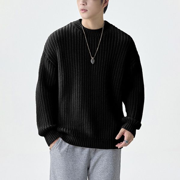 柔暖重磅針織質感毛衣長袖 - 2配色 幕峰MuFeng,秋冬針織衫,內搭打底衫,男士毛衣,柔軟親膚款,百搭長袖上衣,潮流男裝,秋冬穿搭,細織紋理,舒適貼身款
