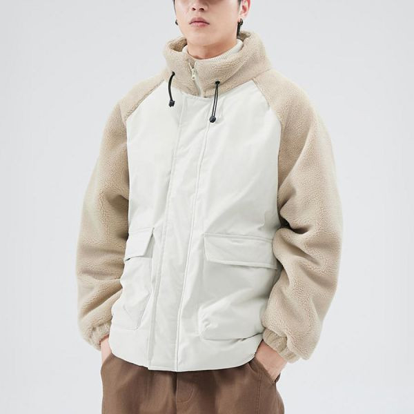 日和立領毛絨拼接外套 - 4配色（限時特賣 - 4折） 幕峰MuFeng,男裝特賣,5折優惠,快閃活動,限時出清,網路購物,男裝品牌,超值優惠,時尚穿搭,2025特賣