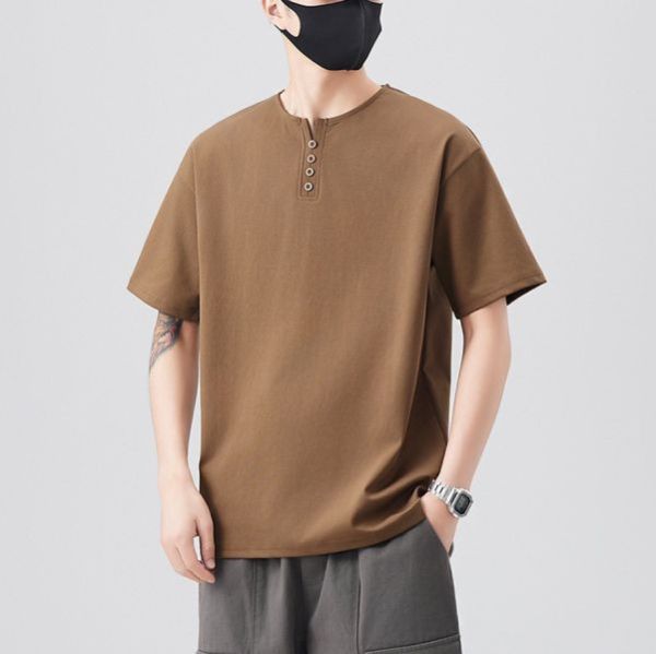 雲棉亨利領休閒短袖 - 4配色（限時特賣 - 5折） 幕峰MuFeng,男裝特賣,5折優惠,快閃活動,限時出清,網路購物,男裝品牌,超值優惠,時尚穿搭,2025特賣