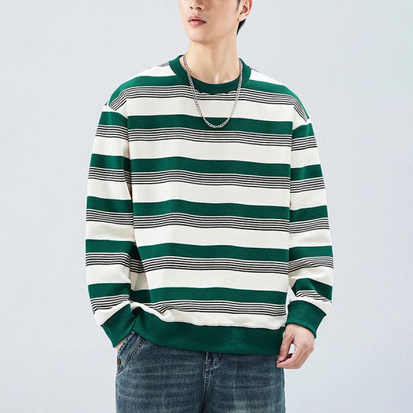 縱條重磅潮流條紋長袖 - 3配色 幕峰MuFeng,條紋上衣,重磅衛衣,圓領長袖,潮流男裝,秋冬穿搭,寬鬆版型,質感上衣,百搭長袖,街頭時尚