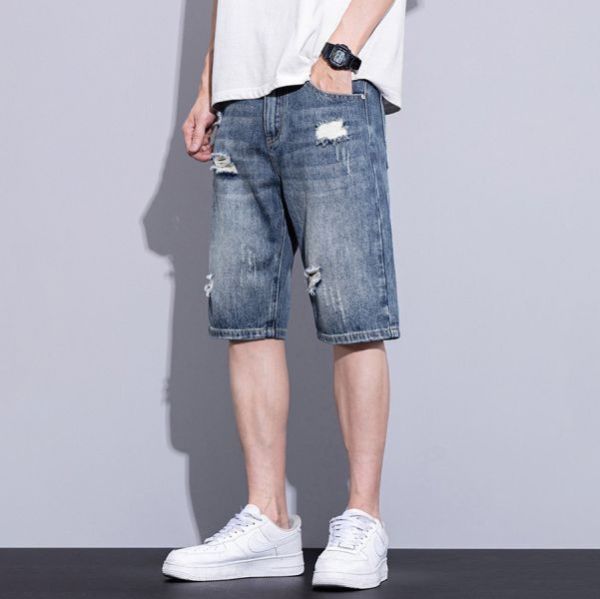 夏痕直筒五分牛仔短褲 - 2配色（限時特賣 - 5折） 幕峰MuFeng,男裝特賣,5折優惠,快閃活動,限時出清,網路購物,男裝品牌,超值優惠,時尚穿搭,2025特賣