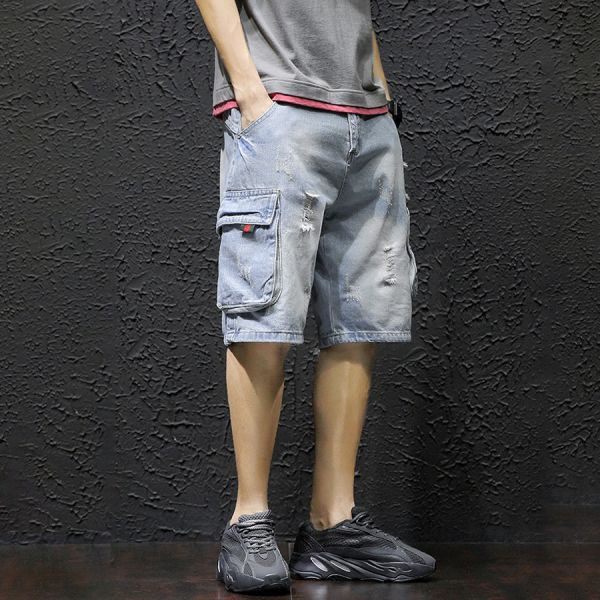 波湛破洞工裝牛仔短褲 - 2配色（限時特賣 - 5折） 幕峰MuFeng,男裝特賣,5折優惠,快閃活動,限時出清,網路購物,男裝品牌,超值優惠,時尚穿搭,2025特賣