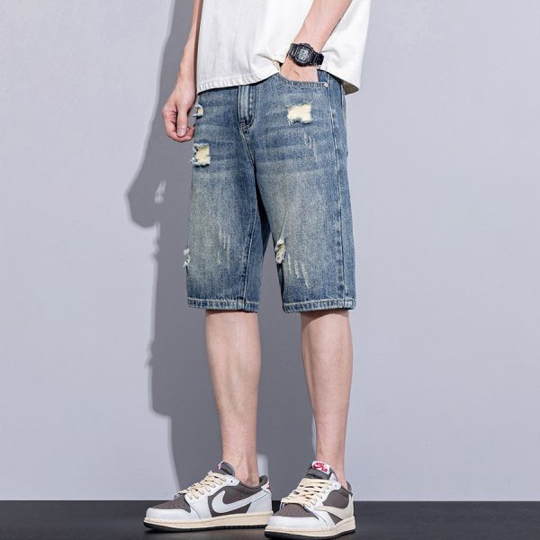 夏痕直筒五分牛仔短褲 - 2配色（限時特賣 - 5折） 幕峰MuFeng,男裝特賣,5折優惠,快閃活動,限時出清,網路購物,男裝品牌,超值優惠,時尚穿搭,2025特賣