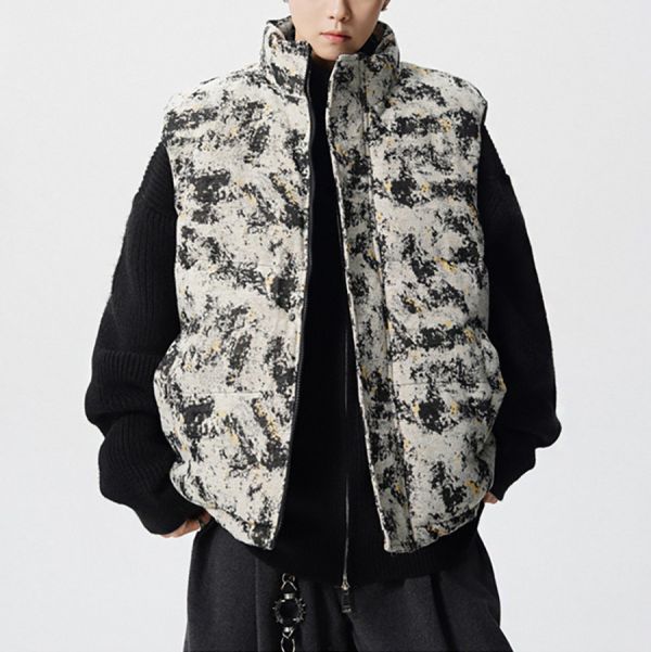 異風立領加厚保暖背心 - 5配色 幕峰MuFeng,多款印花背心,立領馬甲,秋冬刺繡外套,保暖坎肩,斑馬紋背心,千鳥格馬甲,迷彩無袖外套,藝術風圖騰,潮流男裝