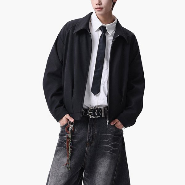 簡域翻領時尚短版外套 - 2配色 幕峰MuFeng,男士短款夾克,翻領外套男,春季男裝外套,寬鬆版型夾克,行政風外套,俐落穿搭,百搭男外套,休閒通勤外套,潮流男裝