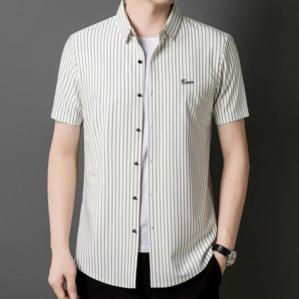冰裁彈力無痕襯衫短袖 - 4配色（限時特賣 - 5折） 幕峰MuFeng,男裝特賣,5折優惠,快閃活動,限時出清,網路購物,男裝品牌,超值優惠,時尚穿搭,2025特賣