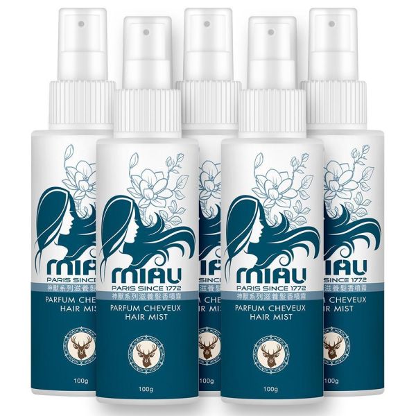 MIAU-神獸系列滋養髮香噴霧/隨身瓶100g/清新去味同時保濕修護、蓬鬆亮澤/【狐狸/貓頭鷹/孔雀/花豹/公鹿】共五款 延續神獸洗髮精的療癒香氣,全新髮香噴霧輕盈登場。蘊含日本柿子淨味因子、維生素E、水解大豆蛋白與澳洲堅果籽油、洋棗樹精華,清新去味同時保濕修護、蓬鬆亮澤,讓狐狸、貓頭鷹、孔雀、花豹、公鹿的魅力自在流轉。