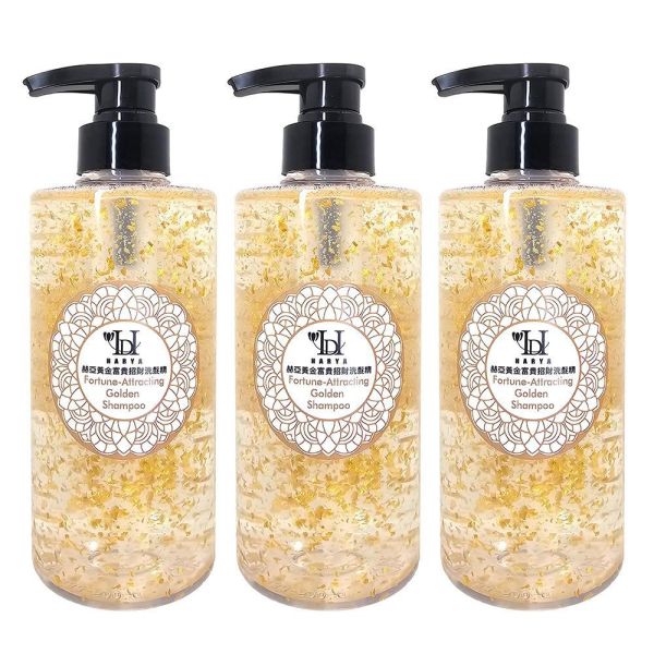 Harya-赫亞黃金富貴招財洗髮精/500g/添加ECOCERT有機認證成分，金箔精華養護，洗出蓬鬆柔順光澤髮/去除頭皮及頭髮油味及異味，保濕滋潤，修護受損髮質減少斷裂，使頭髮恢復活力光彩。 Harya-赫亞黃金富貴招財洗髮精-ECOCERT有機認證,金箔精華養護,洗出蓬鬆柔順光澤髮
