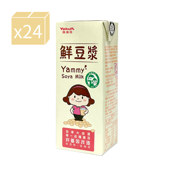 【贈品】養樂多 鮮豆漿【一箱（200ml X 24入）】 豆漿,豆奶,植物奶,校園食品,養樂多,非基因改造