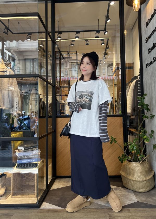 Sp118.(必買）可配套裝美版棉裙/深藍 