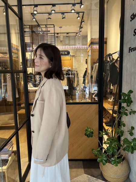 Nn116.奶杏手工西外大衣 