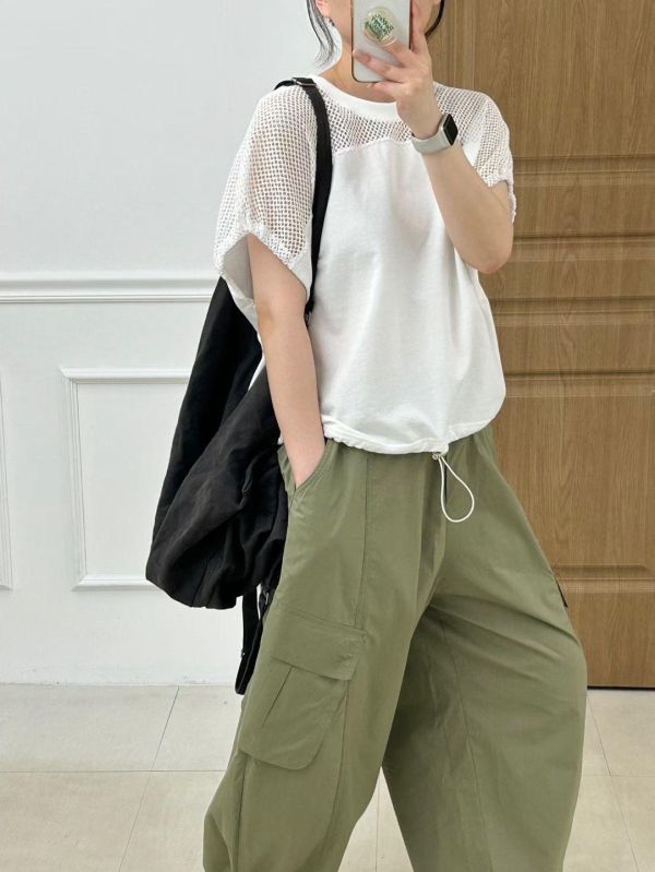 Ju08.k牌家拼接鏤空上衣 