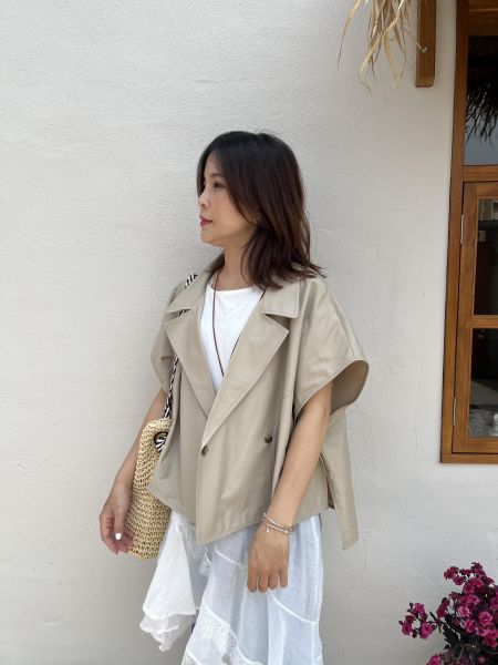 Ap421.設計師檔口斗篷風衣 