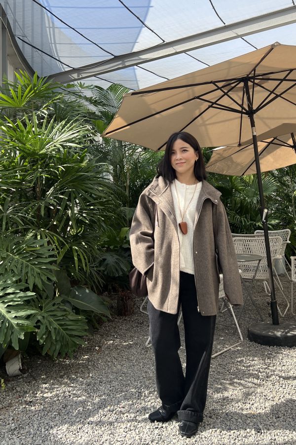 Dm124.全員必收百搭連帽手工大衣 