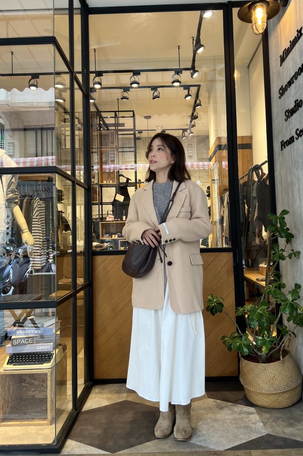 Nn116.奶杏手工西外大衣 