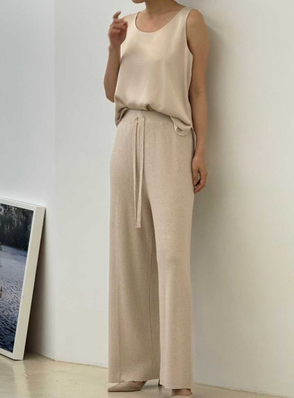 Nv123.質感s家針織坑紋神褲 
