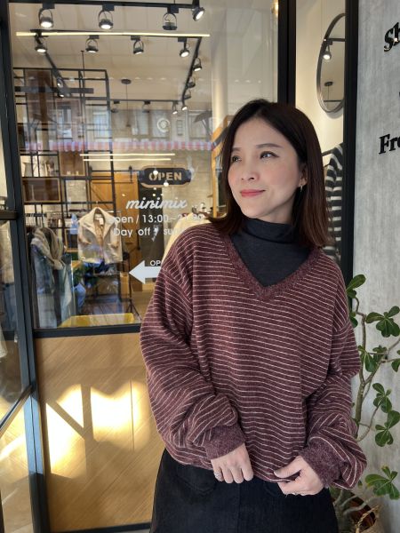 Hn112.設計師檔口超美柔軟條紋上衣 