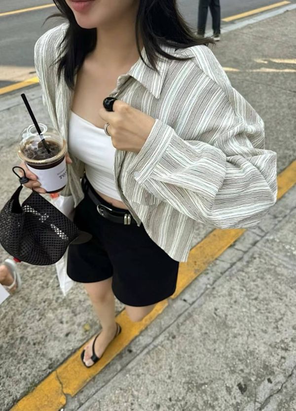 JL7730.抗皺可愛線條衫 