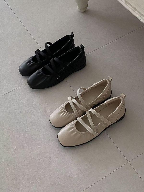 Mh328.軟皮彈性繞帶娃娃鞋 