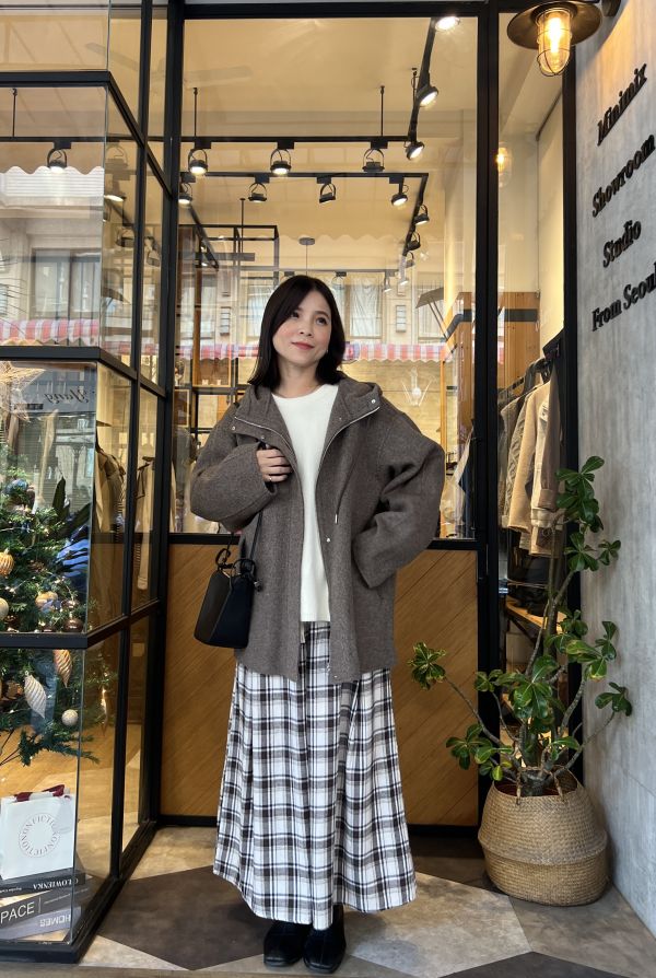 Dm124.全員必收百搭連帽手工大衣 