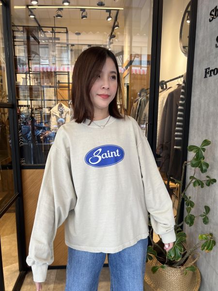 Sp113.好看水洗連袖t/奶杏 