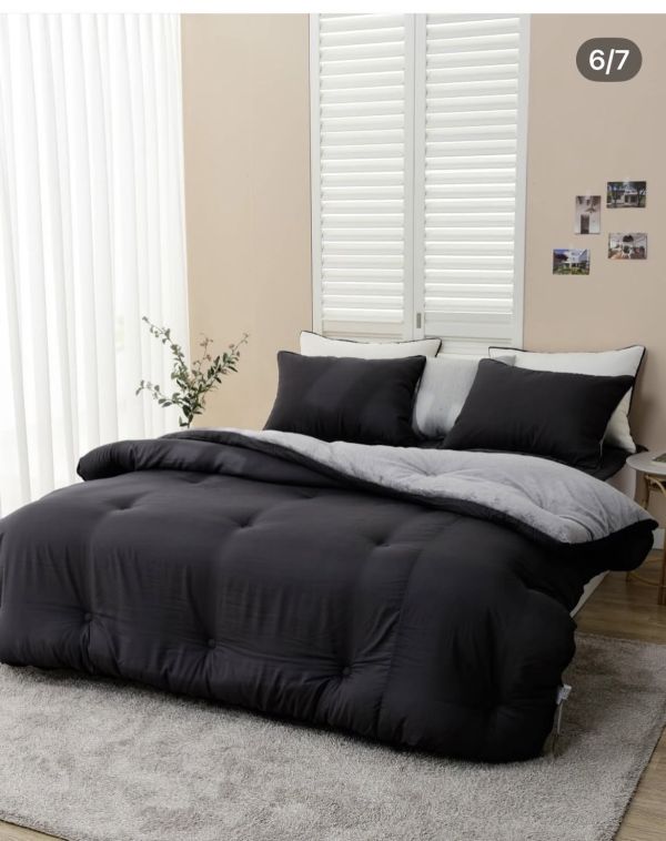 Kg77.質感單色拼短絨毛四季厚被/黑 