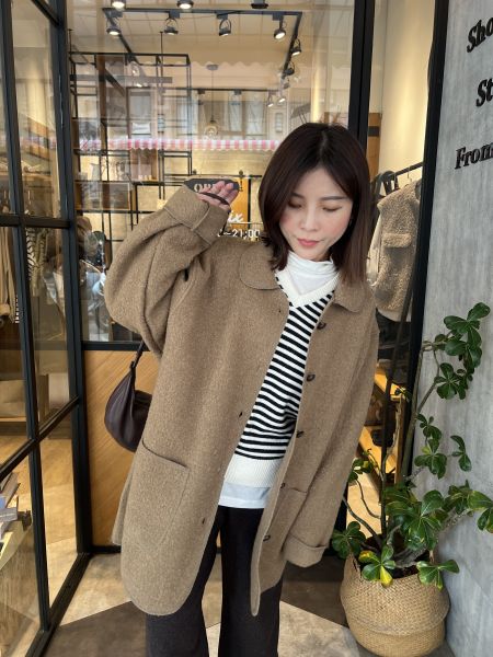 Dc105.v領條紋羊毛衫 