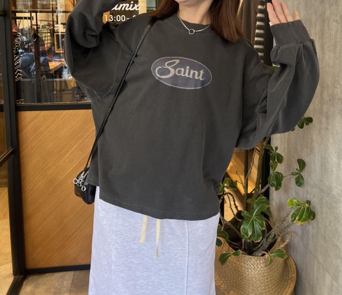Sp112.好看水洗連袖t/碳黑 
