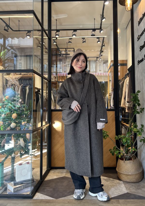 Dm126.時髦度爆棚的立領手工長大衣 