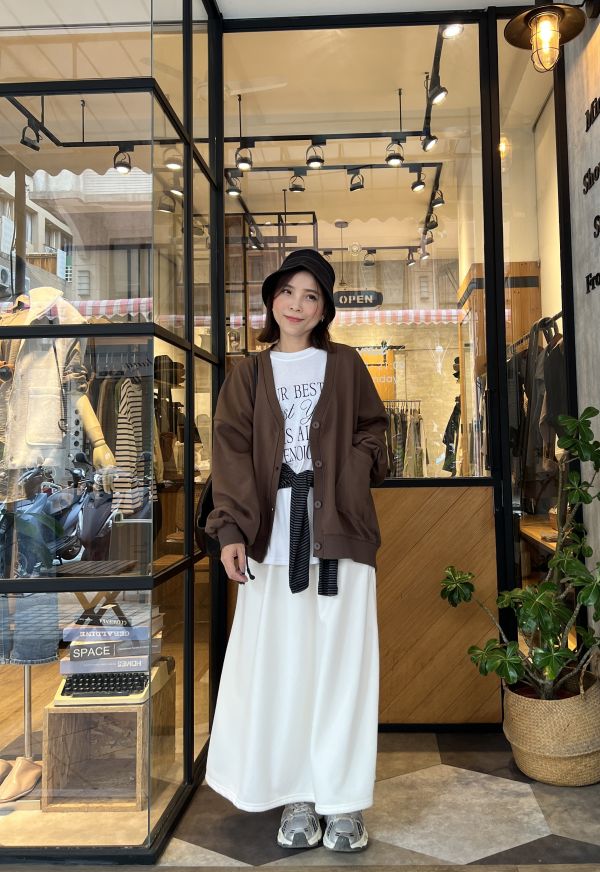 Nn107.輕盈毛料棉裙 