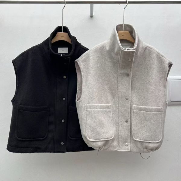 Nv117.口袋毛呢百搭背心 