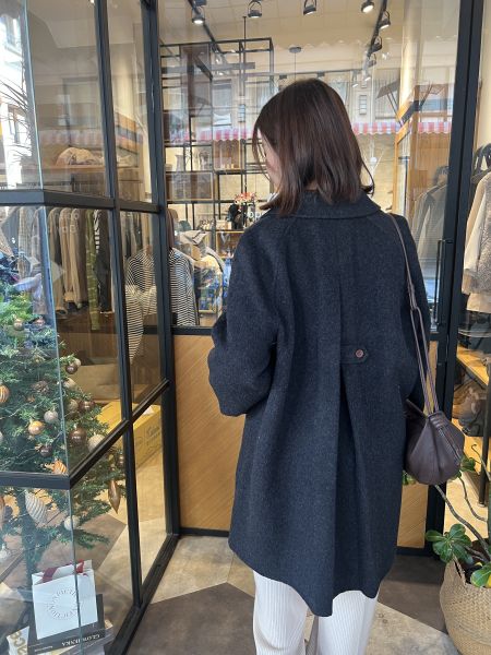 Dc123.超美無肩線後打褶手工大衣 