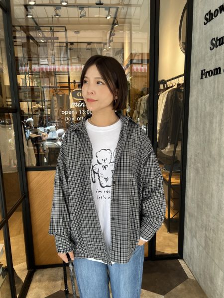 St11.秋色好美細線格襯衫 
