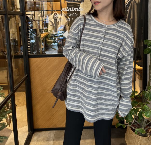 Jn106.必買絨坑條慵懶上衣 