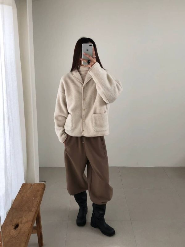 Dc121.暖呼呼羊羔毛翻領外 