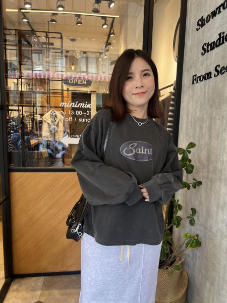 Sp112.好看水洗連袖t/碳黑 