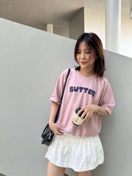 Mh313.可愛夏日版Butter 短袖大學t 