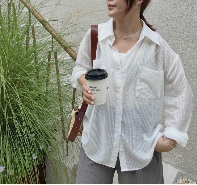 Ai14.超美紡緞直條襯衫 