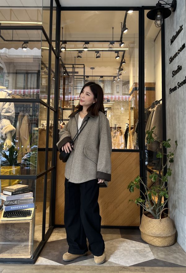 Hn124.最愛設計師檔口超美剪裁拼色大衣 