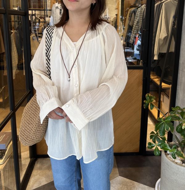 Ap410.自帶仙氣皺摺包釦衫 