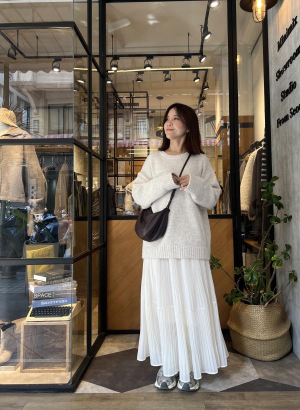 Sp121.超美細摺層次紡裙/杏 