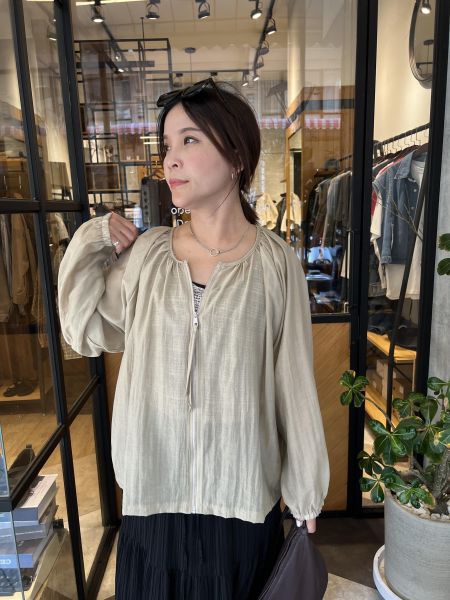 Ai22.超美香檳系抓皺泡袖外 