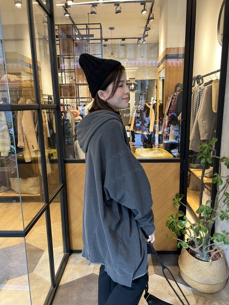 Hn106.設計感水洗連帽t 